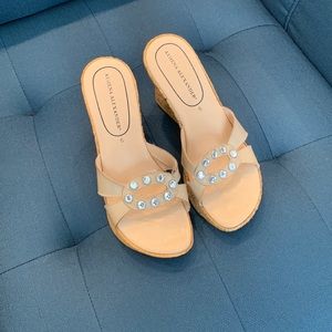 Athena Alexander Nude Open-toed Wedges, Size 6